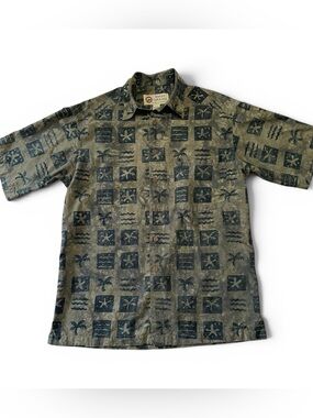 Basic Options Vintage 90s Hawaiian Tropical Print Short-Sleeve Shirt Size M